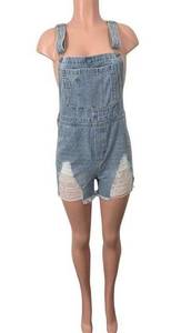 NWT Dance & Marvel Denim Shortalls Overalls Shorts SIZE MEDIUM Light / Med Wash