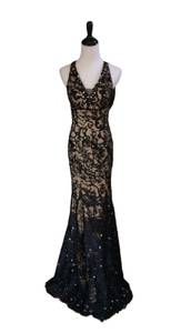 Jovani Black Beaded with Nude Underlay prom/Evening Gown Size 2