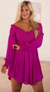 Magenta Smocked Babydoll Dress