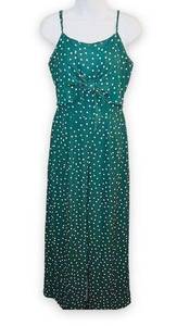 Sandy & Sid Polka Dot Jumpsuit Spaghetti Strap Green White M