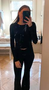 Black Long Sleeve Cut Out Top