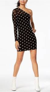 One Shoulder Polka Dot Dress