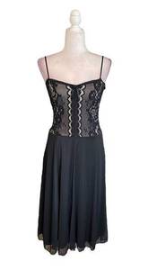 My Michelle Black Nude Lace Goth Witchy Fit and Flare Dress Medium