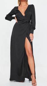 Missguided Satin Tie Waist Chic Maxi Dress