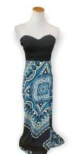 Womens Bailey Blue Boho Strapless Maxi Dress - Sz S