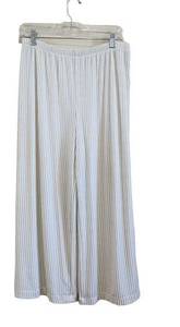 Chico's Travelers Lightweight Striped White Wide Leg Trouser Pants Size 12 Large