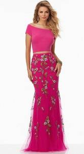 Mori Lee Madeline Gardner Two Piece Pink Floral Prom Dress