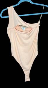 One shoulder peach bodysuit NWT