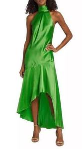 frame denim Frame Silk Halter Neck High Low Dress Gown Formal Kelly Green