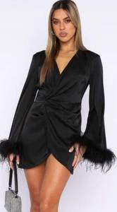 White Fox Black Long sleeve Mini Dress   