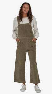 Organic Cotton Women’s Stand Up Cropped Corduroy Overalls in Sage Khaki