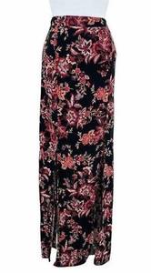 See You Monday Black Floral Print Maxi Skirt M