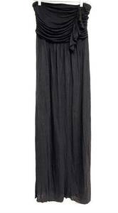 ARYN K Maxi Drape Strapless Dress Black Casual Drapey Zipper Back Size Medium