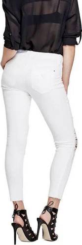 Guess Women's Ripped Ordeal Cropped Skinny Jeans White Size 24