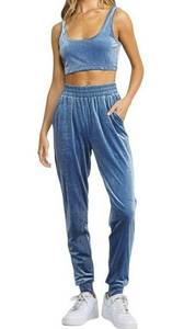 Better Be On the Town Crop Top and Jogger Two Piece Set Blue Size Large NWT