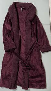 Joyspun Red Burgundy Fleece Plush Bathrobe Robe Dressing Gown Size L ♥️