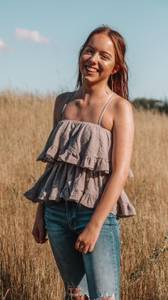 POL Mauve/Gray Ruffle Tank Top