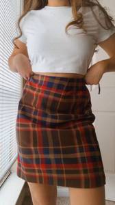 DARK ACADEMIA WOOL High Waisted Plaid Skirt