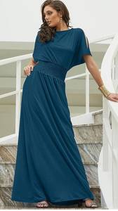 Koh Koh Womens Split Sleeves Smocked Elegant Cocktail Long Maxi Dress