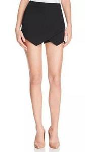 AQUA womens Faux black stretch mini super short Wrap Skort - 100% Exclusive S