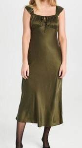 Madewell Green Square-Neck Midi Dress Size 8