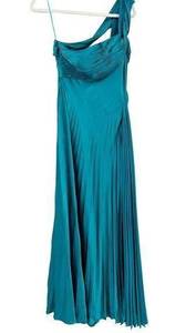 Cache Womens Vintage Accordion Pleated One Shoulder Satin Gown Maxi Dress Size 6