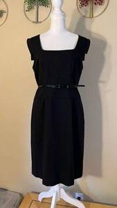 Apostrophe Black Square Neck Dress with Belt 6