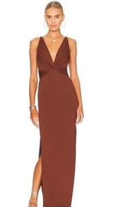 NWT Revolve Indah - MYSTERY SOLID PLUNGING NECK MAXI DRESS