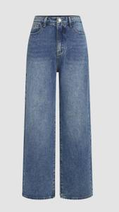 Denim Solid Straight Leg Jeans