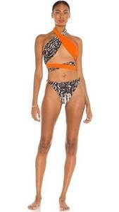 Tropic of C X REVOLVE Sana Reversible Bikini Bottom in Orange & Mystic Black New