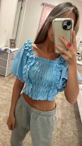 Boutique top BEACHY SUMMER BLUE CROP TOP