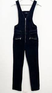 7 For All Mankind Denim Zip Front Jumpsuit Jean Overalls Dark Blue 7FAM Small