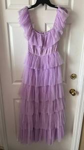 PRETTY  TULLE MAXI DRESS - LAVENDER