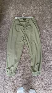 Army Green Satin Jogger Pants 