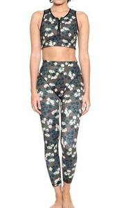 Adam Selman Pant Top Womens XS Green Cherry Camo Print Activewear Set