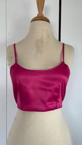 SheIn Barbie Hot Pink Satin Crop Top