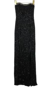 Panoply Atlanta Black Strapless Beaded Sequined Maxi Dress Gown Size 10