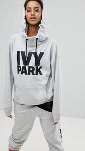 Ivy Park Logo Hoodie In Gray Pullover Sweatshirt Long Sleeves Women’s Size XXS