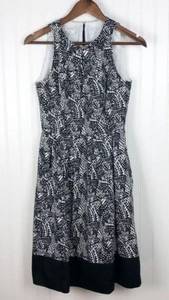 Van Heusen Dress Womens Size 4 Black White Roundneck Sleeveless Hidden Pocket