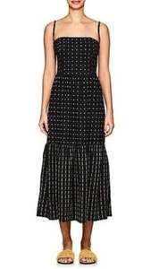 - Barneys Black Voyage Dusty Square Embroidered Halter Maxi Dress