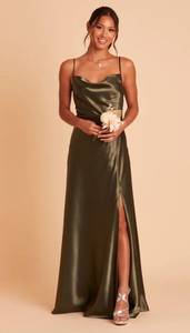 Birdy Grey Olive Green Satin Lisa Maxi Dress