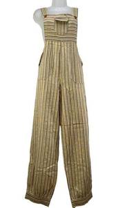 Handmade Cotton Stripe Jumpsuit Artesania Santillan Ecuador Yellow