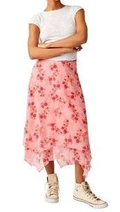 NWT Free People garden party midi skirt pink