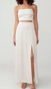 Fame and Partners White Straight Neck Skirt Set NWT