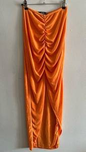 Orange ruched maxi skirt- size 8