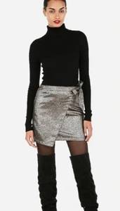 EXPRESS Metallic Faux Wrap Mini Skirt sz 14 NWT