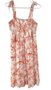 Torrid  Floral Challis Tie Strap Smocked Midi Dress Womens Size 1X 1 Coral White