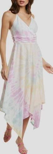 525 America  Revolve Tie Dye Handkerchief  Hem Maxi Dress size L