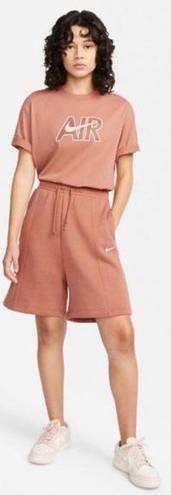 Nike  Sportswear Essential High Rise Fleece Shorts SIZE MEDIUM mineral clay