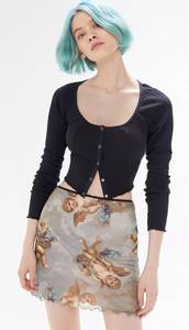 Urban Outfitters UO Skirt Cherub Mesh Mini Angel Printed M